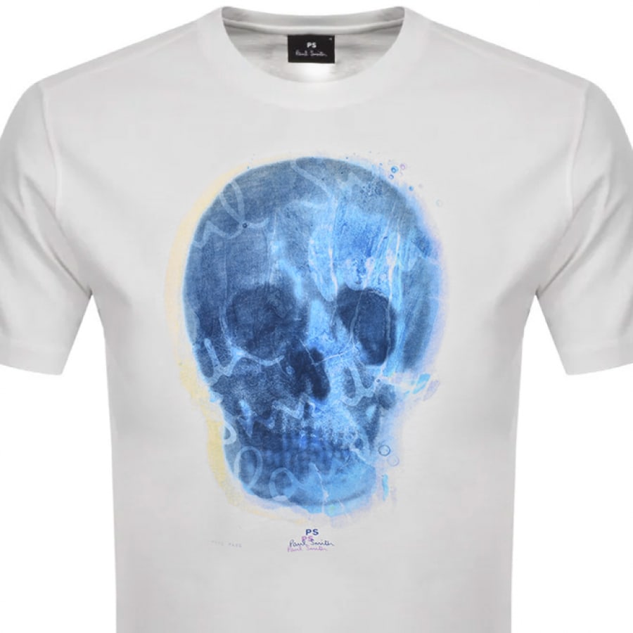 Alternative Image for ProductPS By Paul Smith Blue Skull Logo T Shirt White2